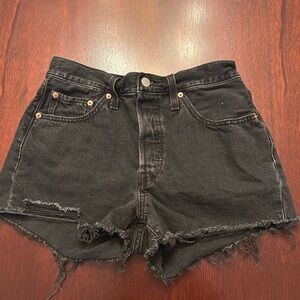 Black Distressed Denim Shorts